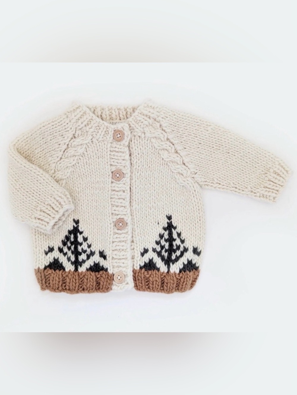 2-3t Huggalugs Cream Knit Toddler forest tree Cardigan